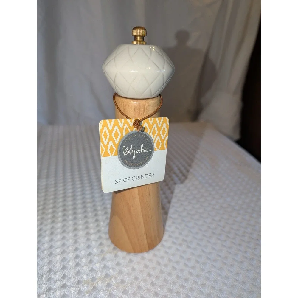 Ayesha Curry Lot Of 2 Pantryware Parawood Spice Grinder, Cream White